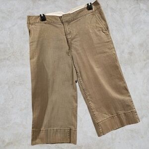 Banana Republic SZ 8 Olive Green Flat Front Mid Rise Culotte Long Stretch Shorts